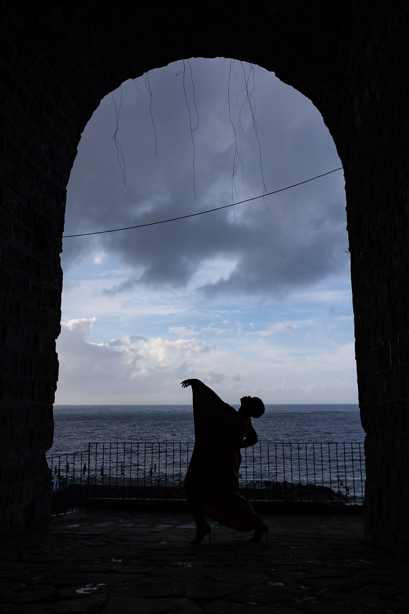 Silhouette picture by the sea