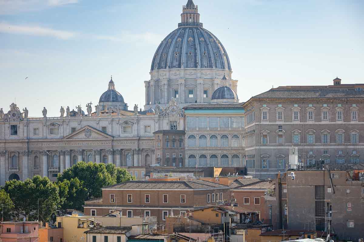 The dome of Saint Peter's cathedral photographed up close 