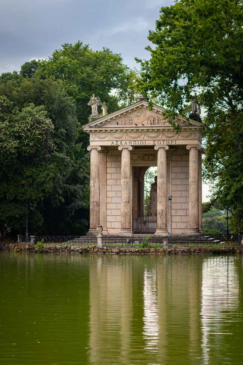 Temple of Asclepius photographed in the far distance