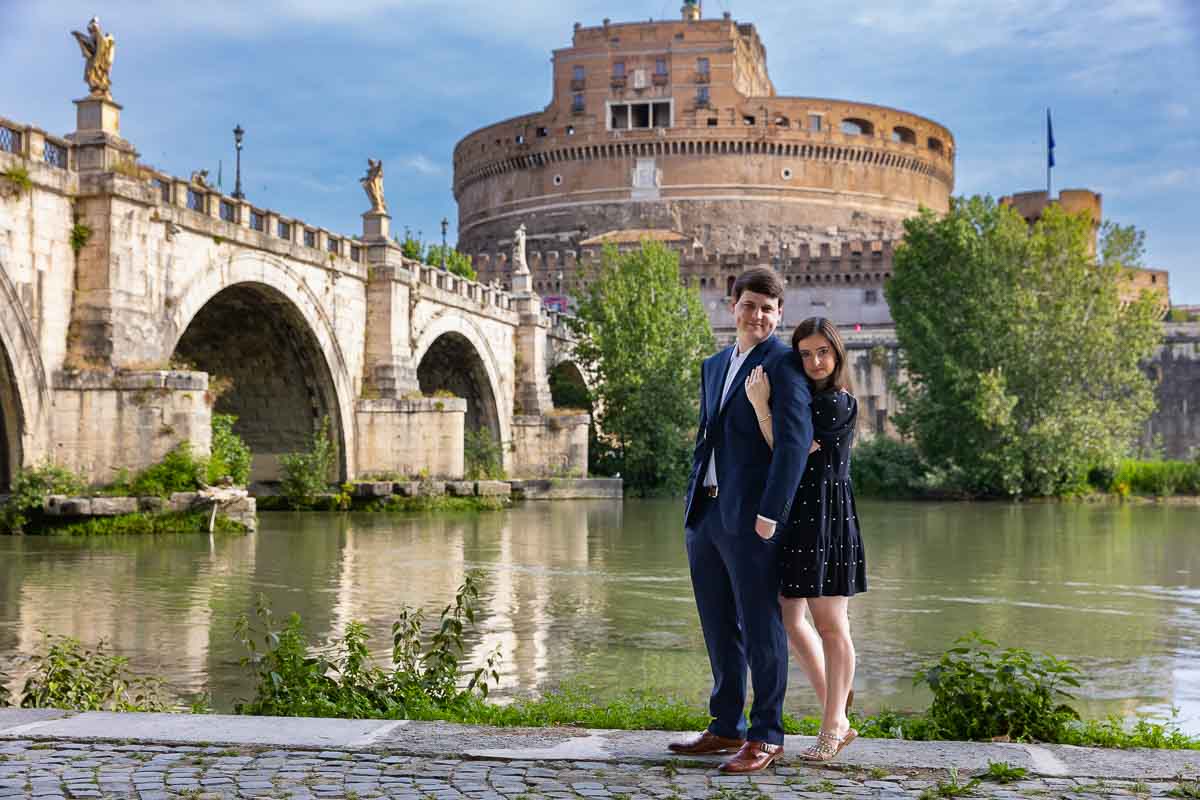 Just engaged couple portrait photographer session in Rome Italy