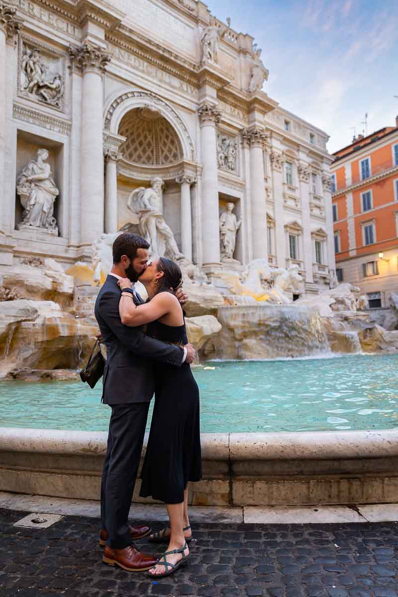 Just engaged in Rome Italy with Trevi fountain photography session