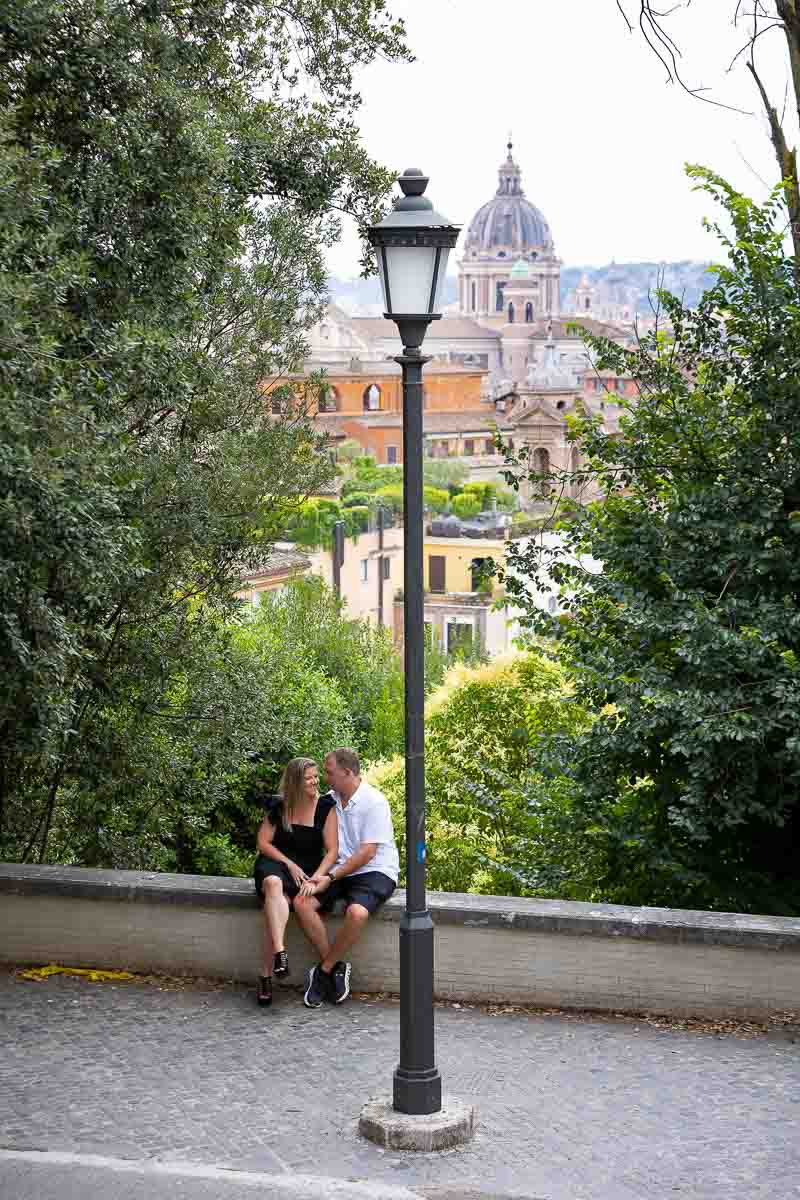 Sitting down portrait overlooking the city of Rome above