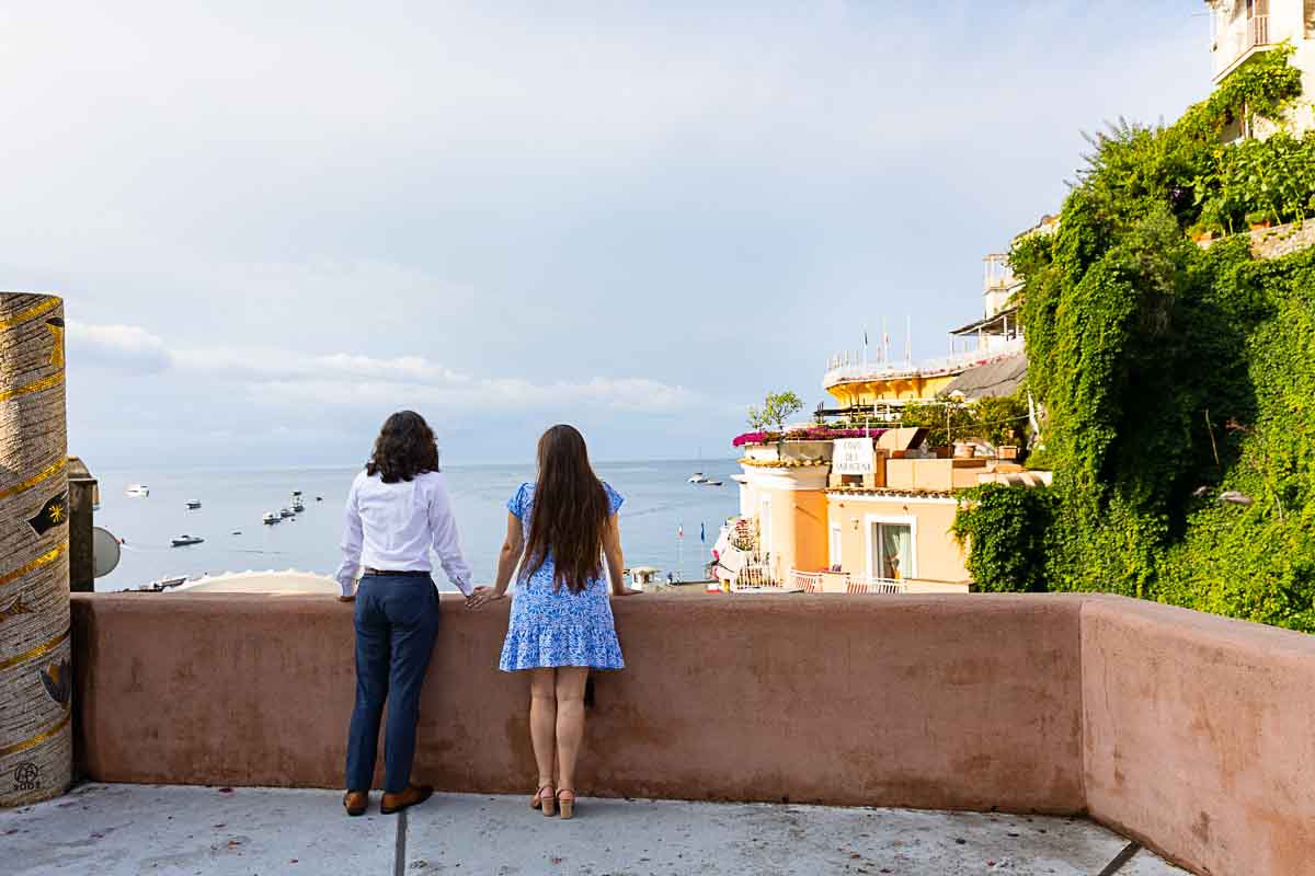 Couple admiring the view of Positano during a photography session 