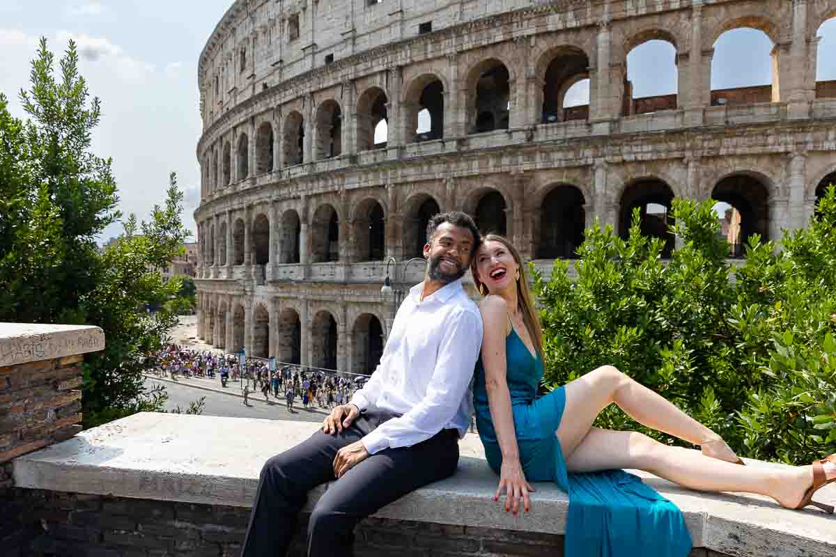 Photo Shooting at the Colosseum in Rome Italy during a couple photography session 
