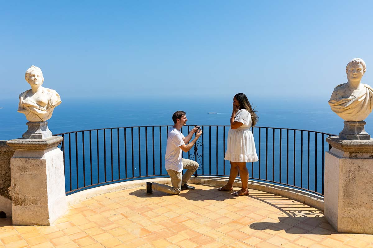 Knee down Infinity terrace proposal candidly photographed by a professional photographer