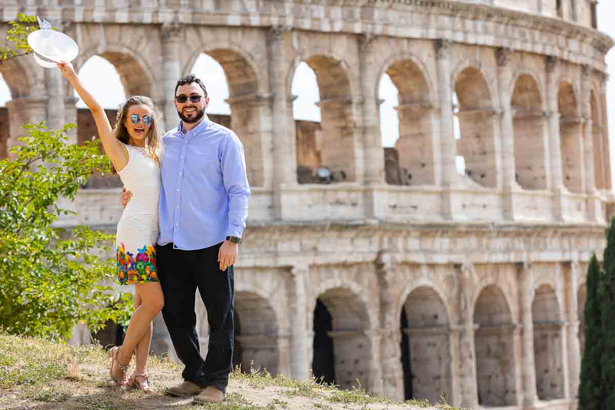 Couple photography taken at the Roman Colosseum