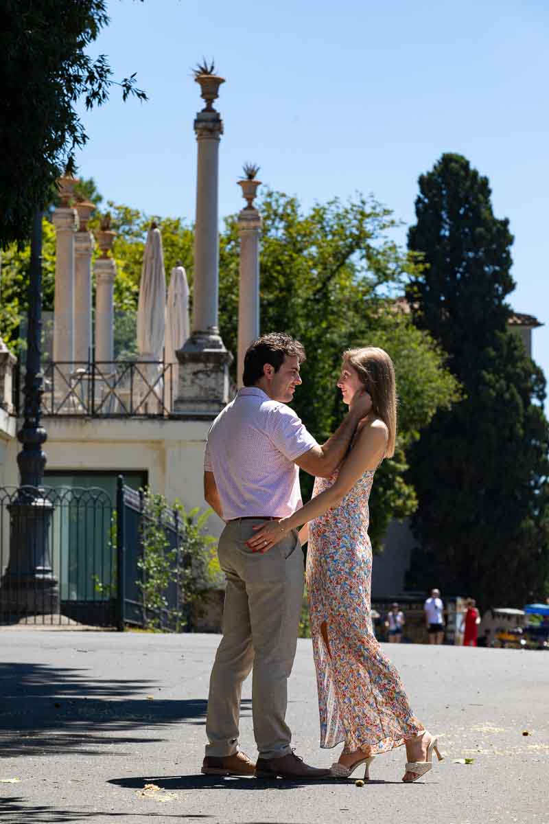 Color picture of a couple at Parco del Pincio in Rome