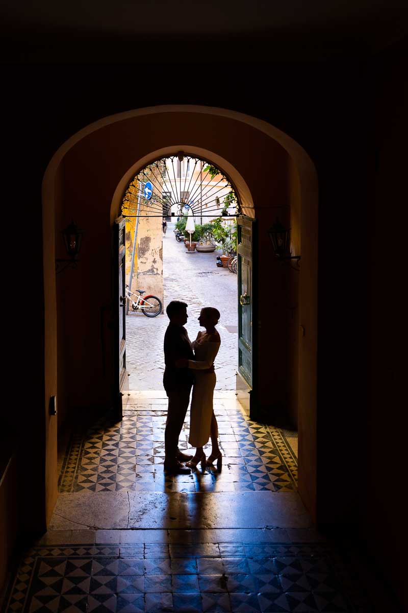 Silhouette taken inside an old building in Rome Italy 