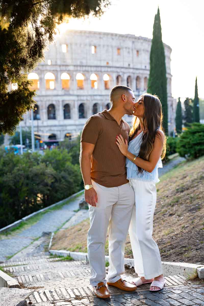 Couple portrait picture taken at the Coliseum in Rome Italy during a photography session