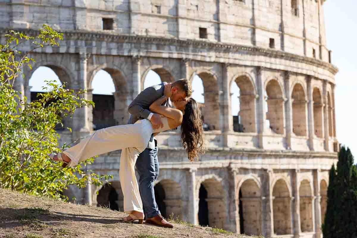 Couple portrait picture taken during a scenic dip at the Colosseum 