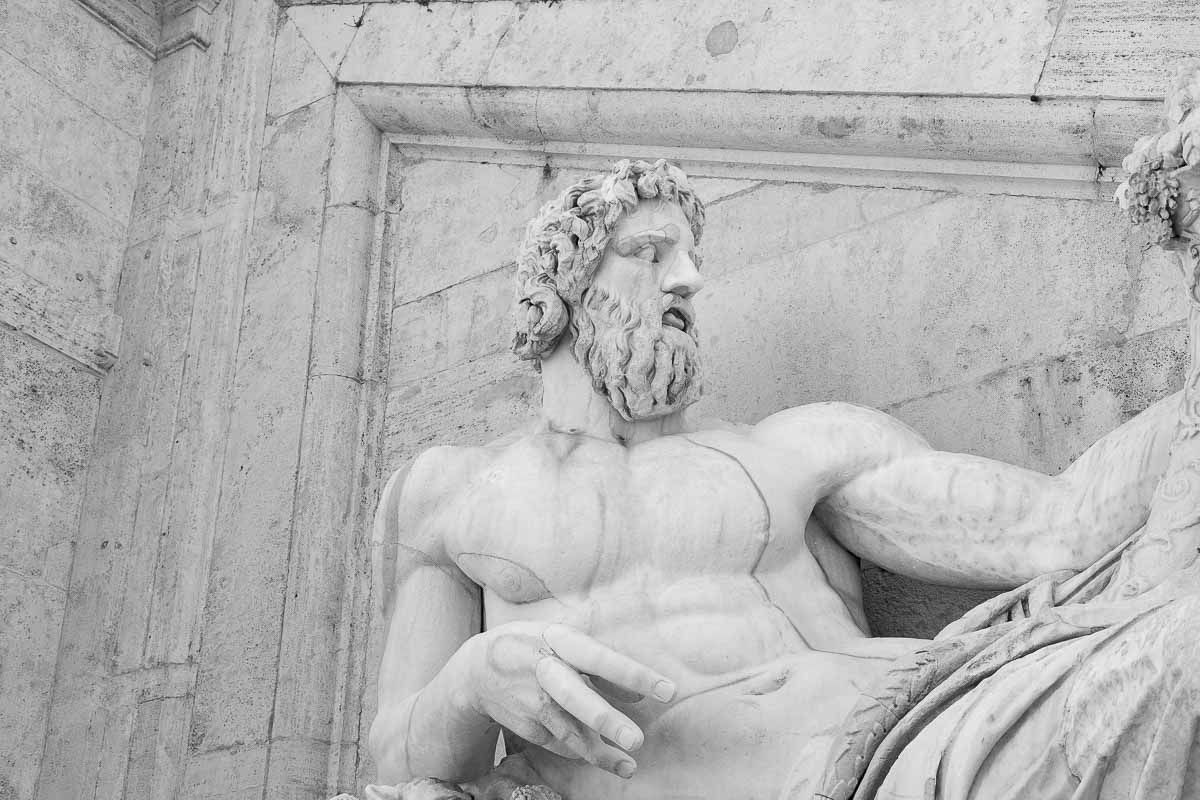 Large marble statue converted into black and white photography