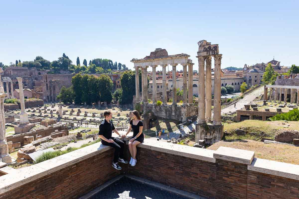 Sitting together in Rome just engaged in the Eternal city 
