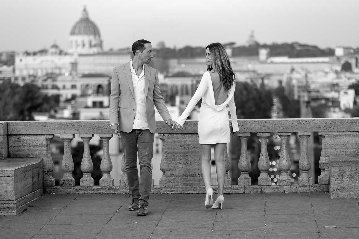 Meeting in Rome during a black and white photography session