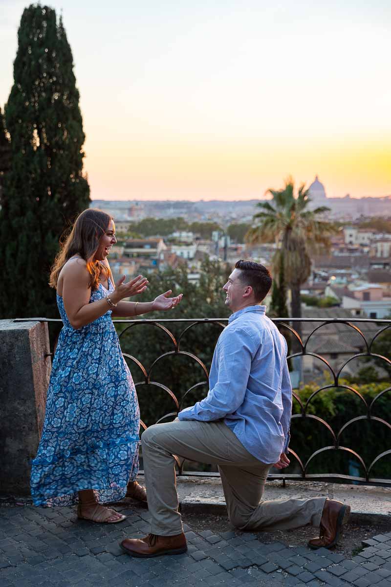 A great surprise effect from the proposal on a terrace view over the city of Rome