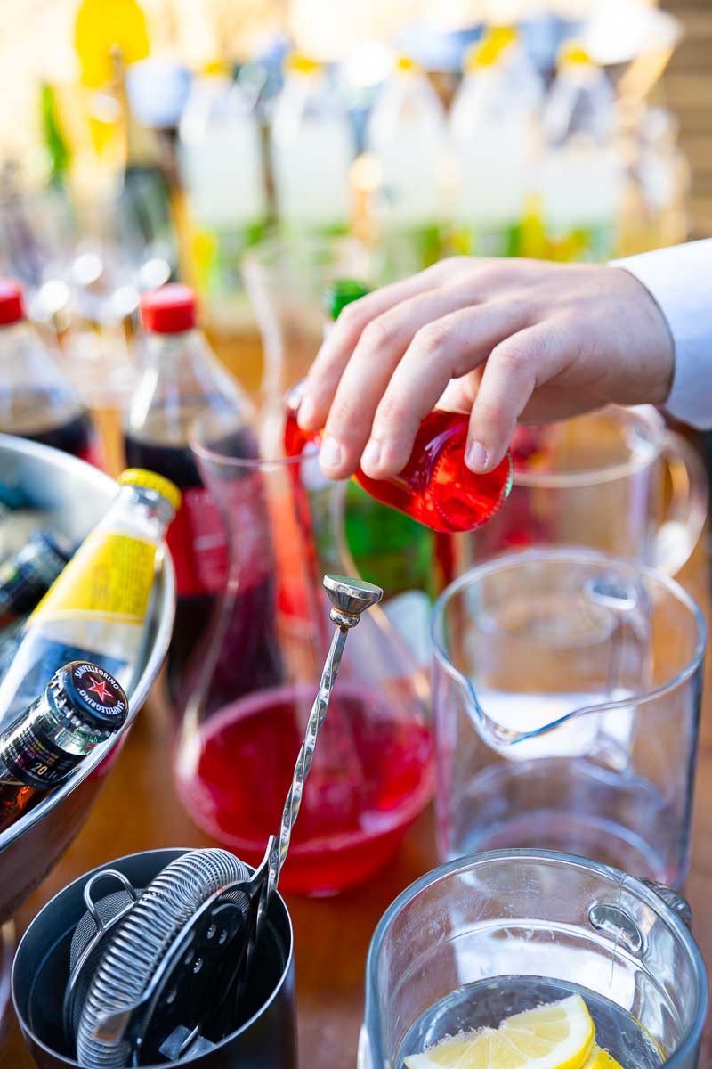 Colorful drink at a wedding reception