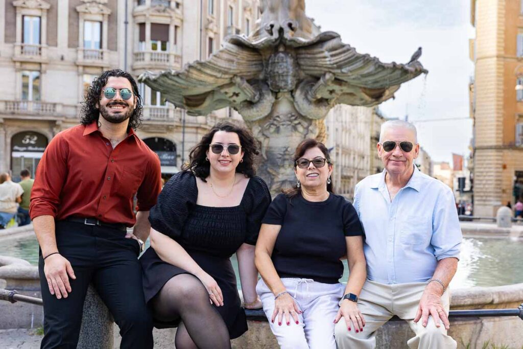 Close up family portrait taken in Rome in Piazza Barberini