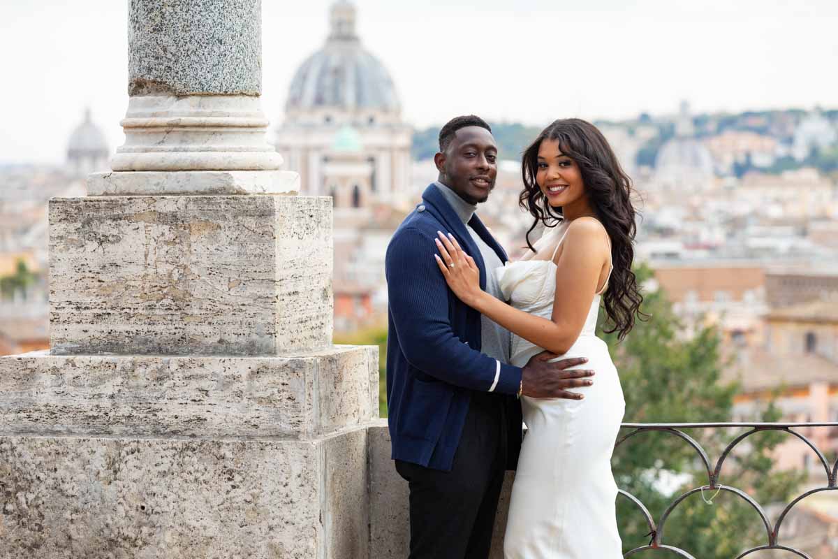 Standing before the beautiful roman skyline scenery