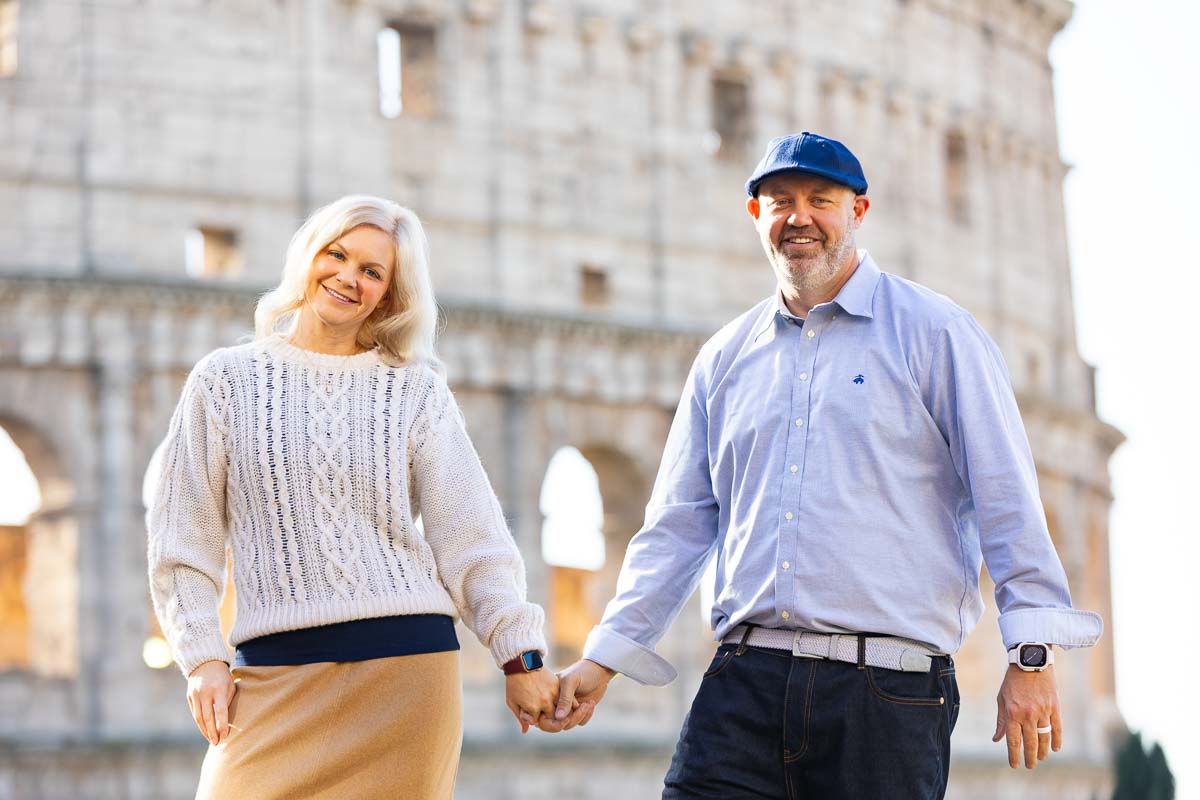 Up close portrait picture of the a couple during a photo shoot in Rome