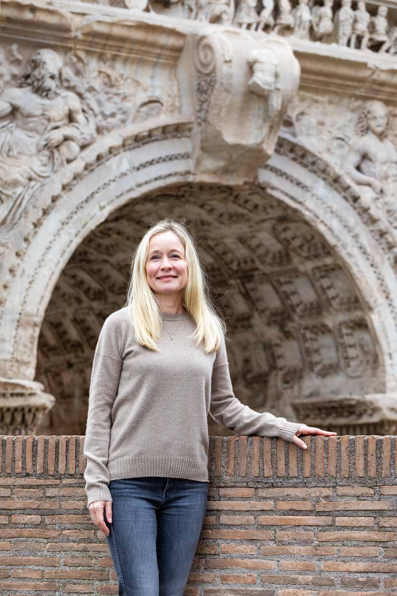 Solo portrait picture taken in front of the arch of septimius severus in Rome Italy