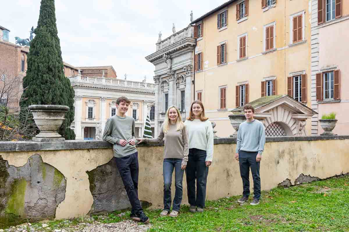 Family picture in Rome. Portrait taken in Campidoglio 
