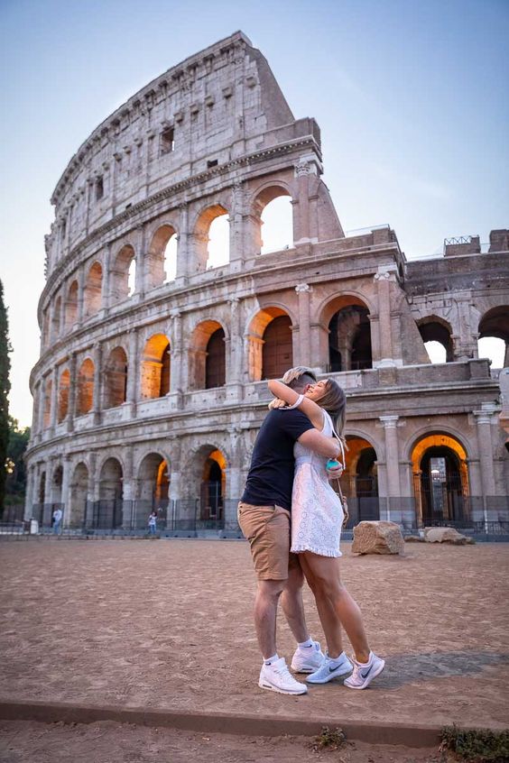 She said yes. Roman Colosseum after dropping the big question