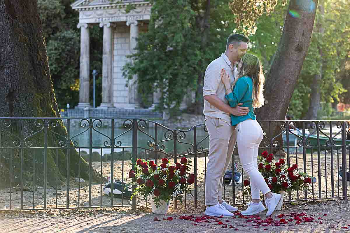 Sunset Engagement in Rome | Borghese Park Engagement at Dusk