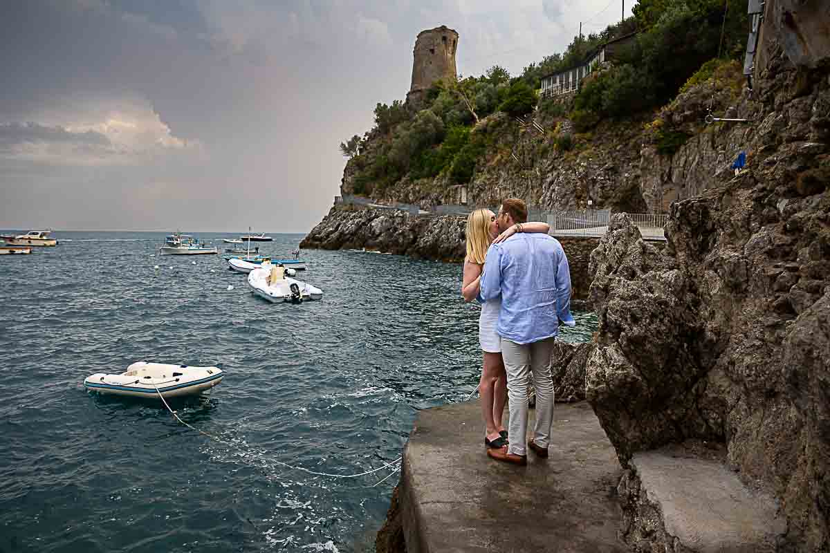 Just engaged in Praiano with the Saracen tower in the distant with the marine horizon 