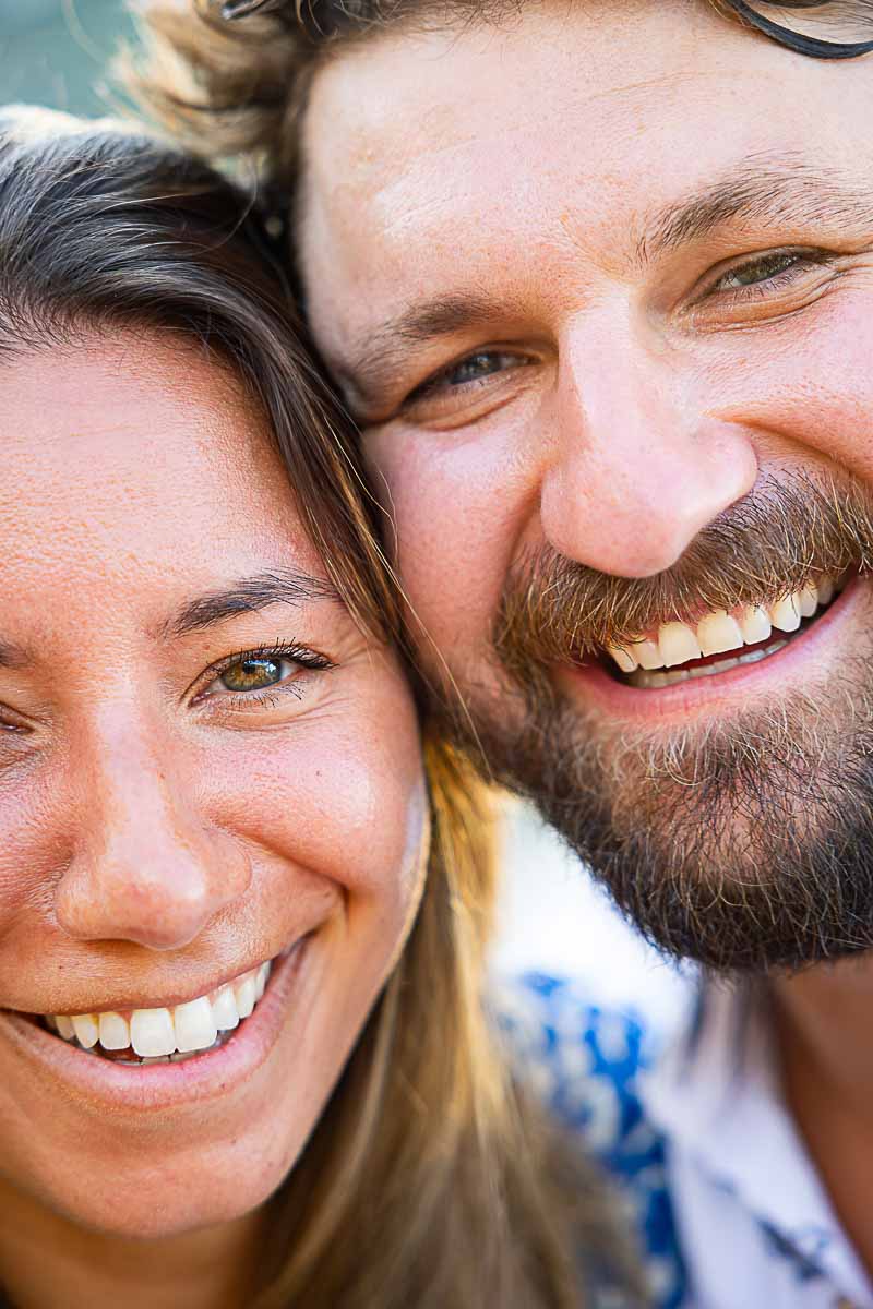 Close up couple portraits during photo session with a professional photographer 