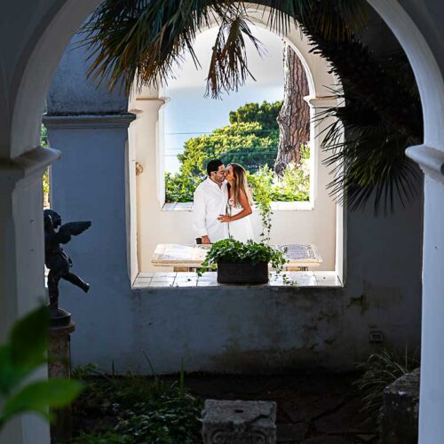 Couple in love framed within framed windows