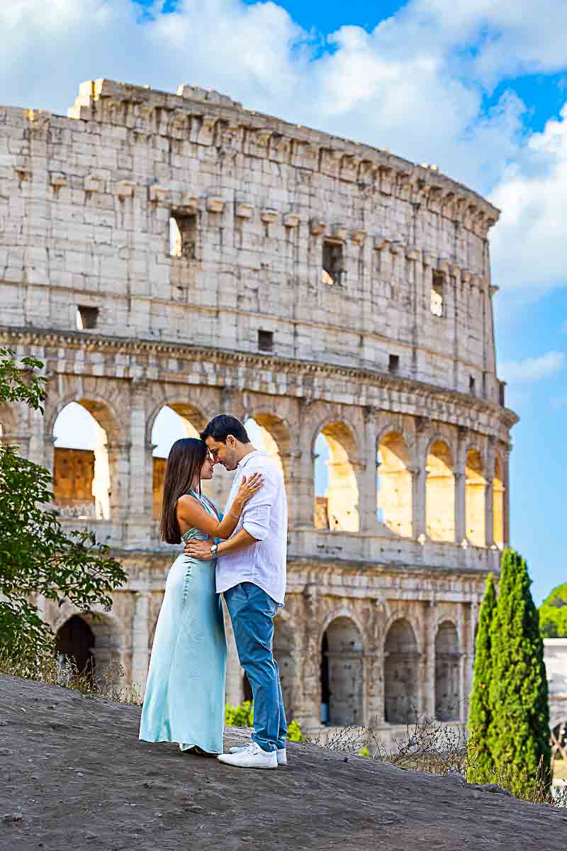 Colosseum photoshoot in Rome at dawn with no one around by the large monument landmark