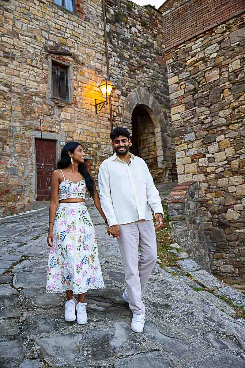 Walking in Panzano in Chianti old village in the rural tuscan part of the town 