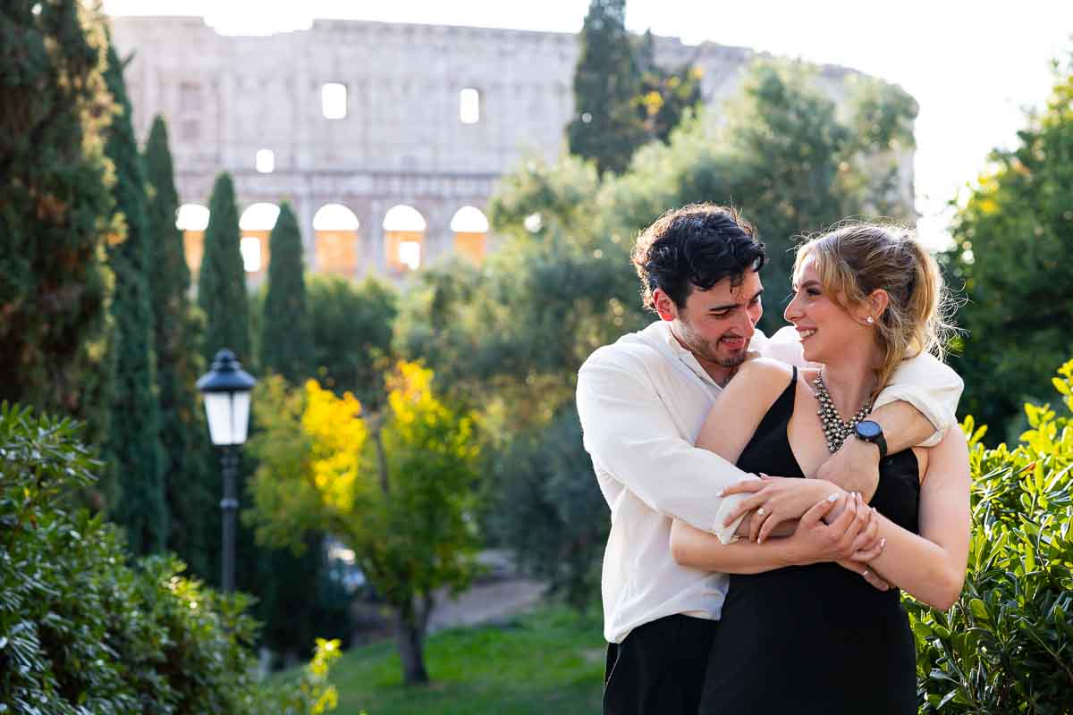 Portrait picture of a couple close together having fun and a good time during a photoshoot