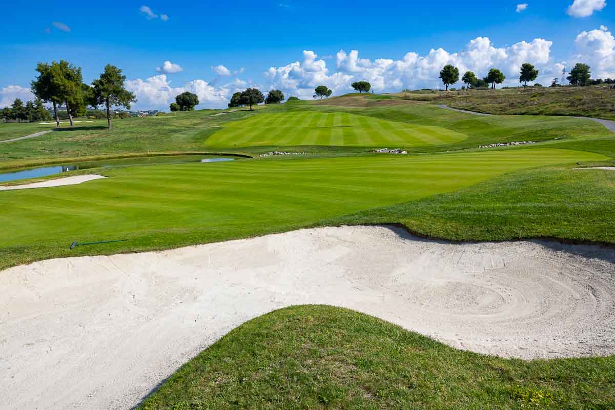 Scenic view of Marco Simone Golf Club fairways and hills – landscape photos showcasing the beauty of a roman golfing course