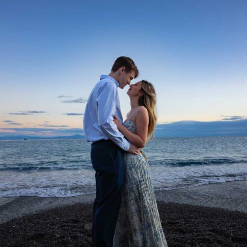 Artistic image couple facing one another gazing eyes converging lines and photos