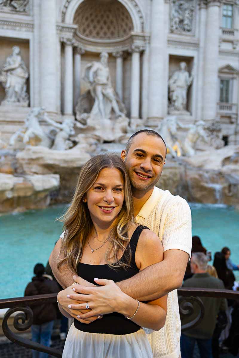 Couple portrait pose, engaged in Rome