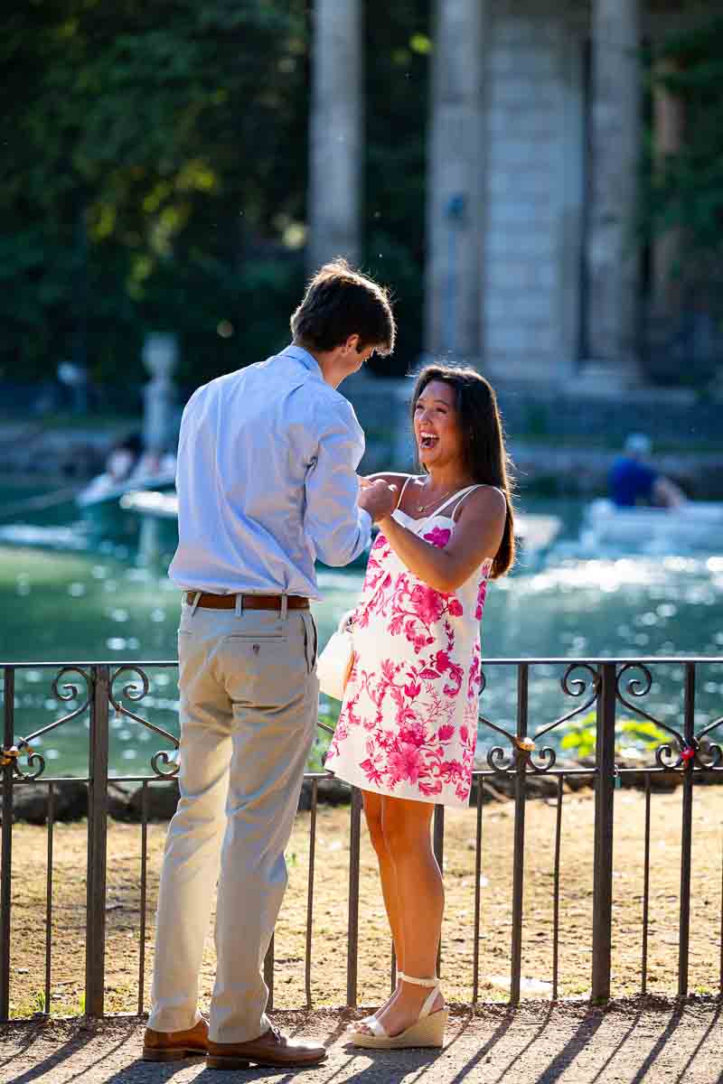Surprised by the proposing gesture 