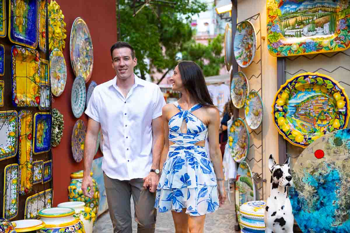 Walking in ceramic filled streets an array of small old town streets 