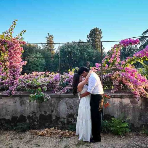 Wide angle photos among beautiful local plants and flowers during a photo session in the summertime