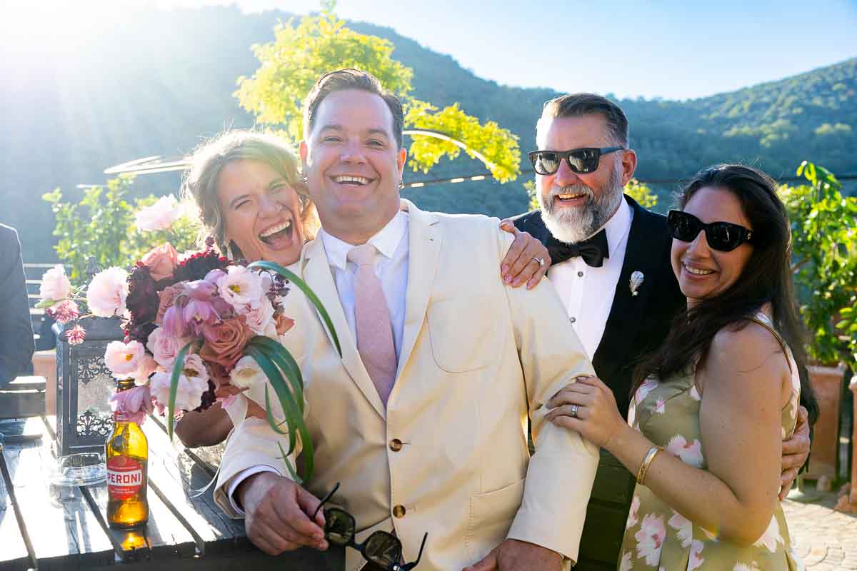 A fun, candid snapshot capturing genuine interactions with arriving family members.